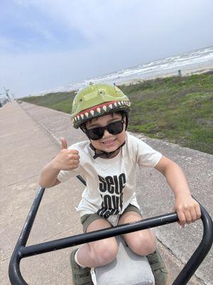 Kiddo riding in the back of bike!