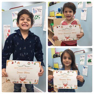 their awards from daycare