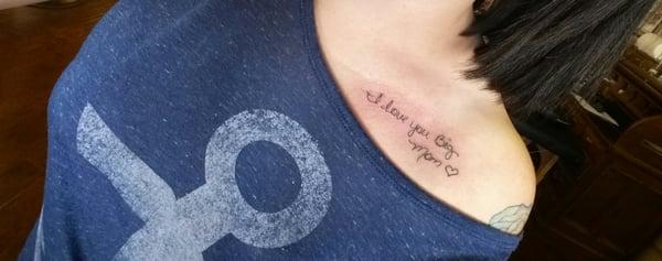 And my mom's handwriting tattoo done by J.C as well