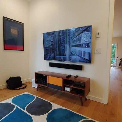 TV with Episode passive soundbar and Marantz receiver.