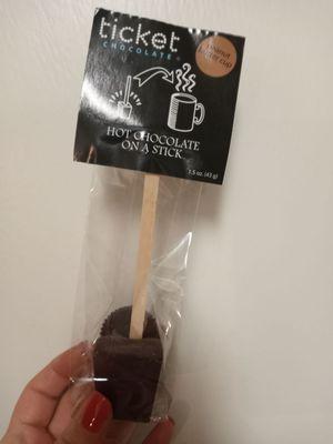 Add warm milk...hot chocolate on a stick