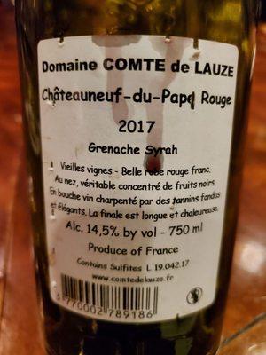 2017 Comte de Lauze Châteauneuf-du-Pape Rouge