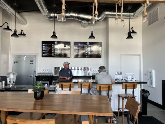 Bar area with 25 taps and menu