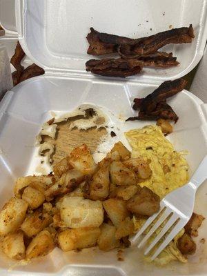 AC Eatery Torrington Ct breakfast burnt threw container bacon burnt breakfast sucks