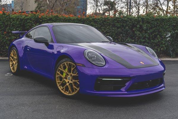 1 of 1 Porsche Wrapped in 3M Gloss Plum Explosion