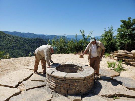 Fire pit design installation.