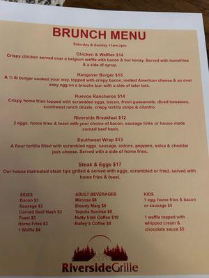 Brunch menu