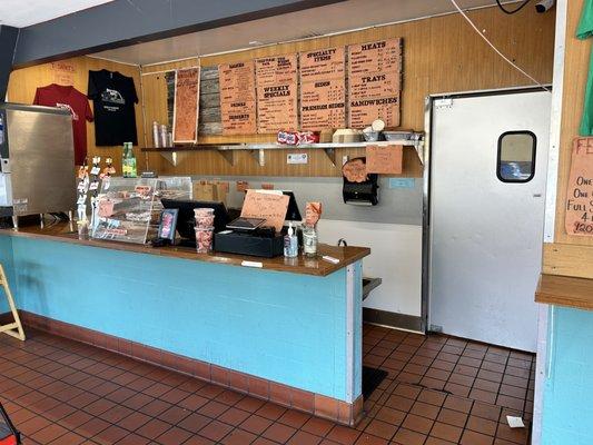 the register counter where you read the menu and order the food.