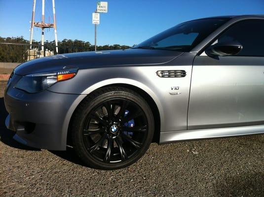 BMW M5 E60 - OEM BBS wheels powder coated black.