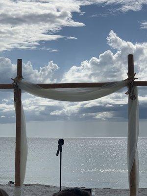 View from the wedding ceremony on the beach