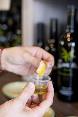 Bread tasting with olive oil