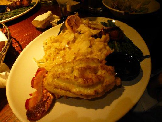 Alfredo, lobster tail, and other sides on their Lobster Platter.