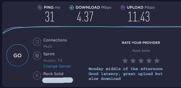 Typical speed for the 20Mb package