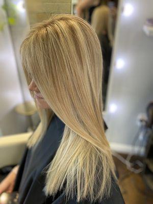 Golden blonde highlights