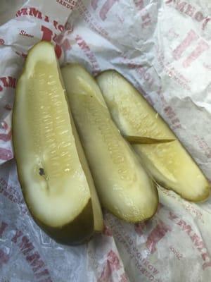 This is my pickle quartered. Umm...I guess 3 is close enough?