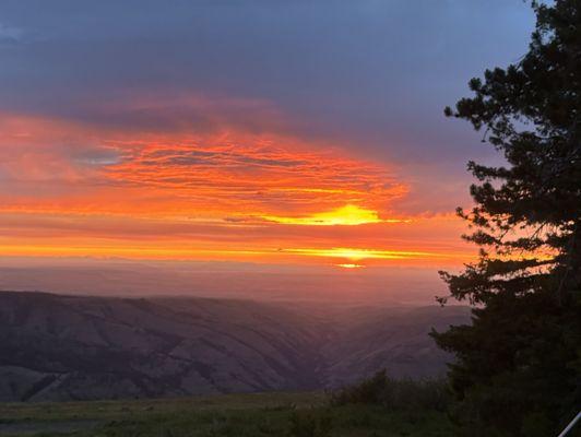 Cabin sunset after dinner at Tollgate Crossing.