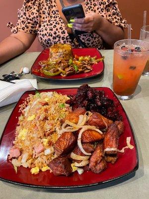 Fried rice with spare ribs and chicharrones