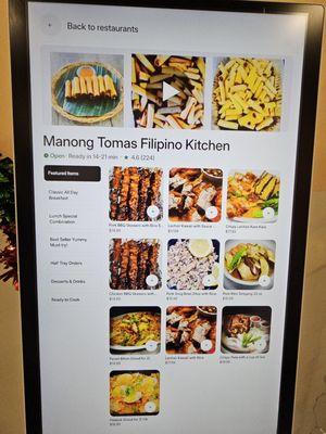 Food menu  options