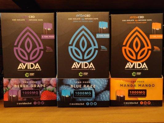 Avida CBD Juul Pods 200mg Berry Grape, Blue Razz, and Manga Mango