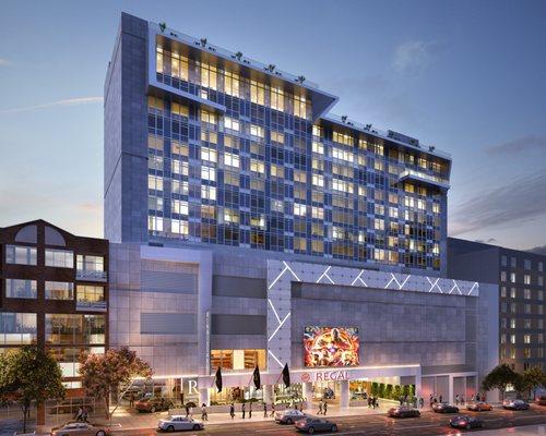 The 208-room hotel sits atop an 8-plex 4DX cinema and is flanked by high-end condominiums with a retail center.