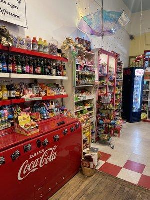 Candy and soda pop! So many flavors and types of candy to choose from.