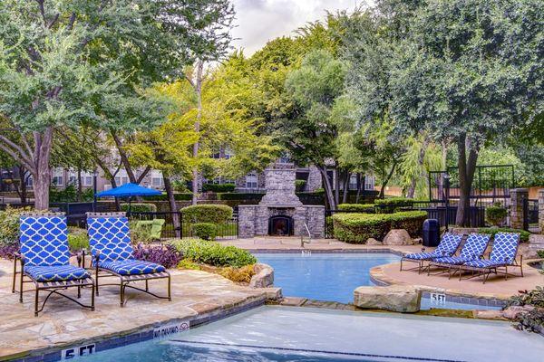 Poolside at the Wimberly apartments in Dallas, Texas.