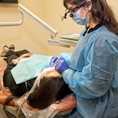 Our dental hygienist at work.