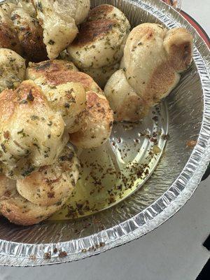 Garlic knots with too much oil.