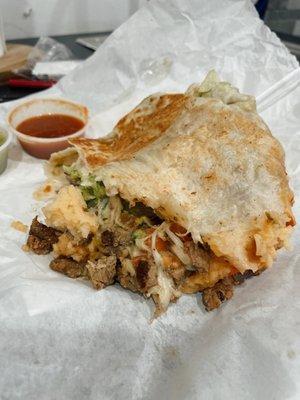 Messy california burrito