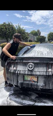 Hand Wash with microfiber sponge soft on your paint!