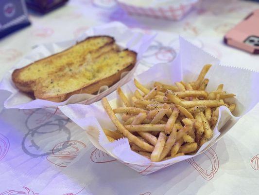 Truffle fries and garlic bread