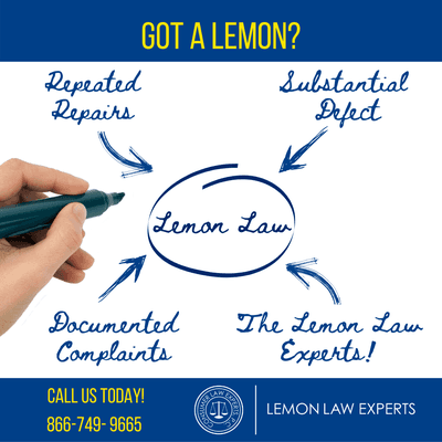 Got a vehicle with substantial defect and repeated repairs? Make sure to document your complaints, and call the Lemon Law Experts today!