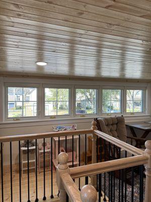 Added a full wall window in new loft addition to the house