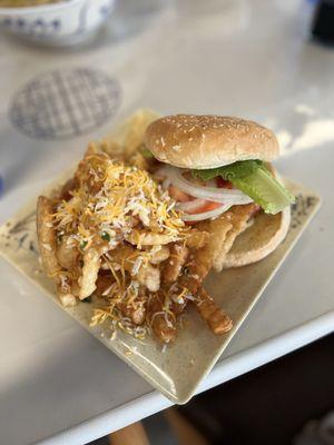 Chicken Katsu Burger with Garlic Fries