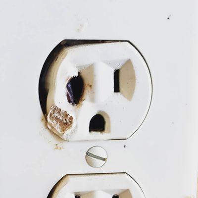 If your receptacle outlet looks like it is experiencing a stroke, you should act fast! Perhaps not as fast as FAST (face, arm, speech, time)