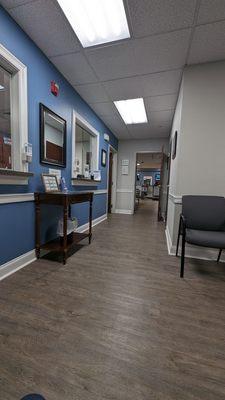 Entrance into the gym floor. Checkin counters to the left