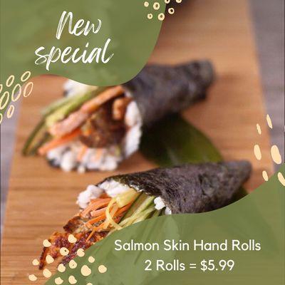 Salmon Skin Hand Rolls