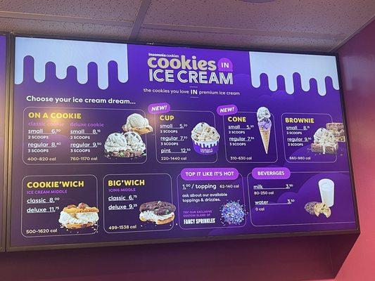 Ice Cream Menu