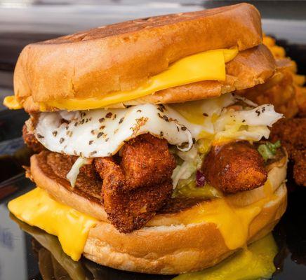 Now this is a brunch burger! Swing by for some Nashville hot chicken for brunch, lunch, dinner, or a late night snack today!