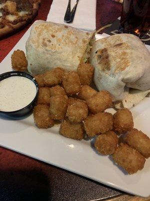 Chicken bacon ranch wrap with tots