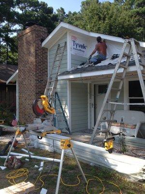 fiber cement siding job in progress