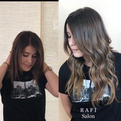 Hair extensions and balayage done at RAFI SALON