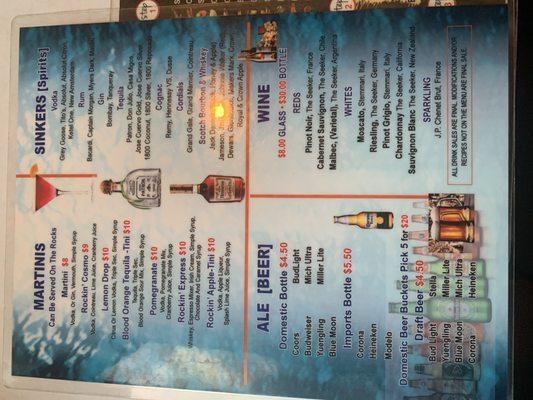 Drink menu