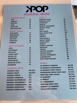 Alcohol list!