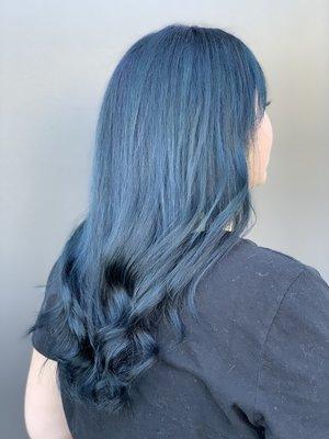 Color correction. Black box dye to blue