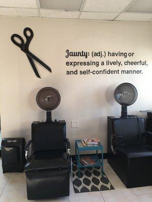 The definition says it all!  Our experienced upbeat stylist will make you feel quite "jaunty"