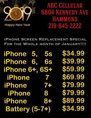 January 2019 Screen Repair Specials