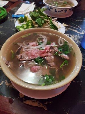 Rare steak and brisket pho (4p. Pho Tai Chin)