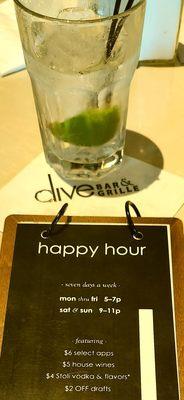 Happy hour drink menu