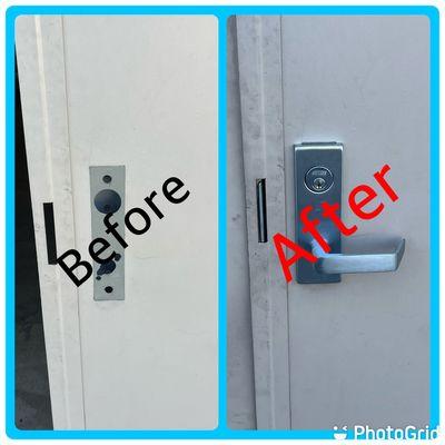 Emergency exit door lock installation